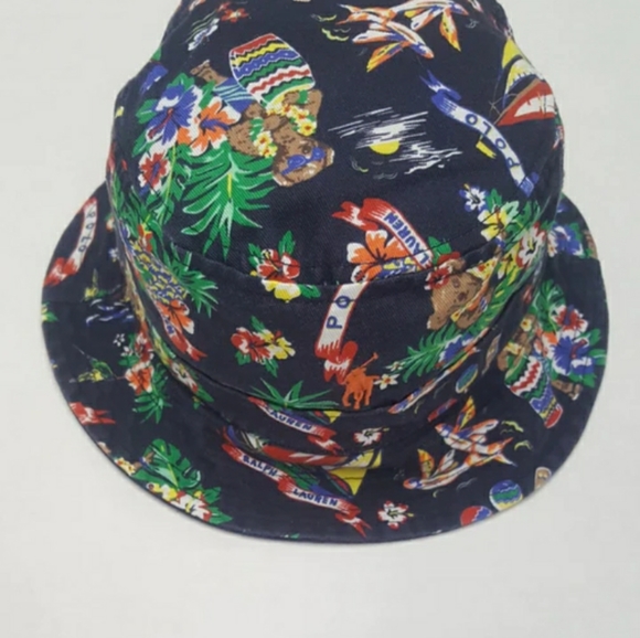 NWT Polo Ralph Lauren Hawiaan Bear Chino Bucket Hat - Navy Multi - Picture 2 of 12